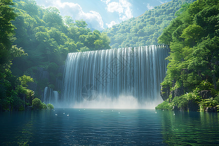 山谷里的瀑布背景图片