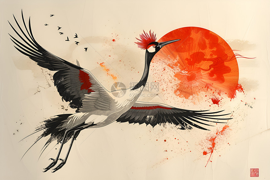 红冠鹤翩翩起舞图片