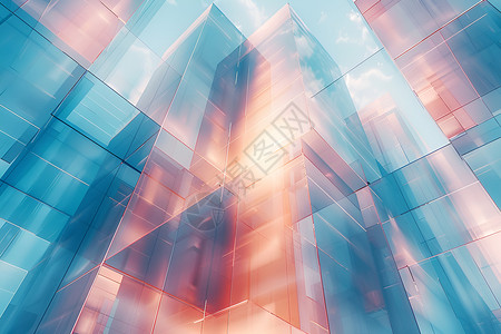 透明光抽象几何建筑多彩之光插画