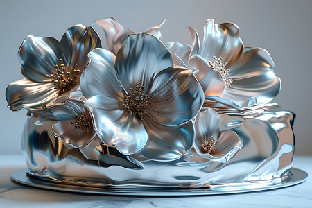 银色花卉背景图片