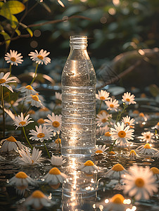 荷塘中的水瓶背景图片