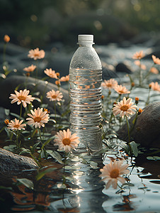 雏菊花藤瓶子与雏菊设计图片