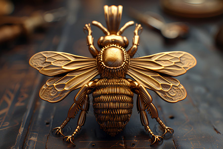 铜蜜蜂挂坠背景图片