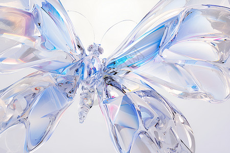 漂亮翅膀的蝴蝶飞舞的玻璃蝴蝶设计图片