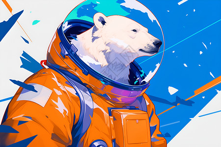熊服装熊穿着宇航员服装插画