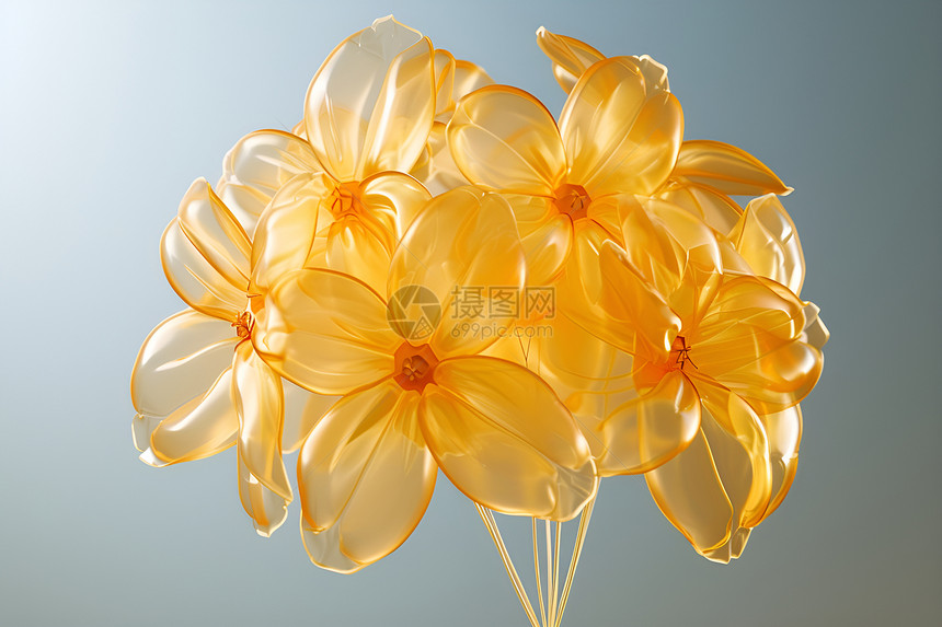 黄色塑料气球花图片
