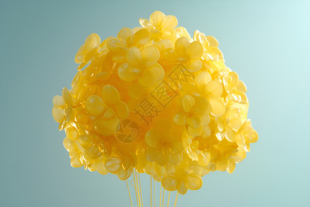 黄色橡皮天空中的塑料花束设计图片