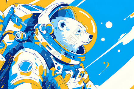 人与熊素材宇航员头盔下的极地熊插画