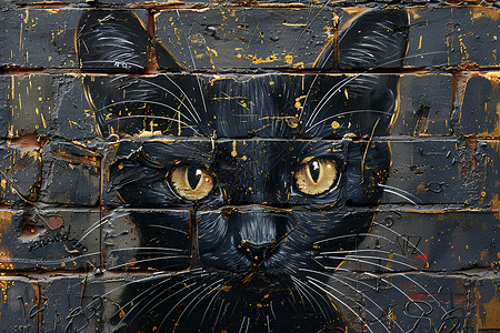 黑猫涂鸦插画背景图片