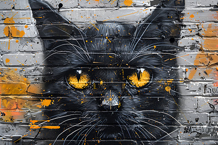 猫咪涂鸦艺术背景图片