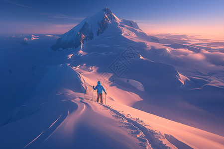 雪地探险北极之旅插画