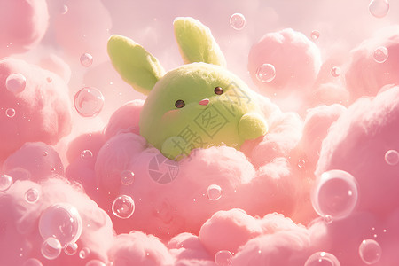 粉色气泡兔子背景图片