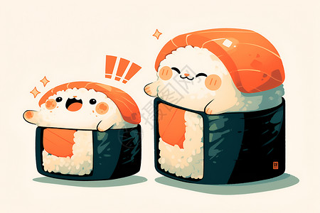 日料宣传单可爱的寿司插画插画