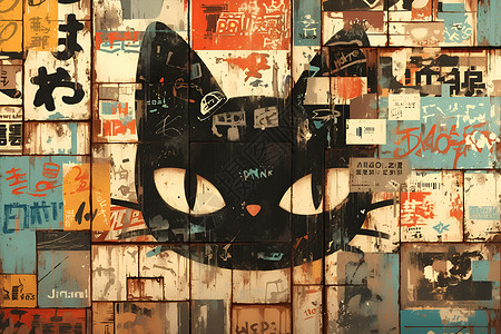 猫头墙壁艺术背景图片