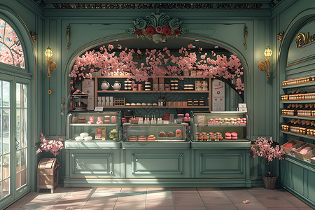 法式甜点法式糕点商店插画