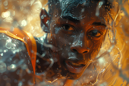 黑人脸上的雨水背景图片