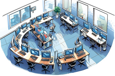 现代化的计算机实验室背景图片
