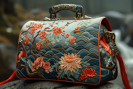 花卉设计的手提包背景图片