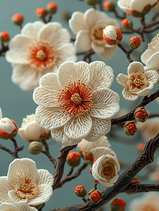 缝制的花卉植物背景图片