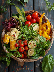 蔬菜大拼盘玉米花椰菜高清图片