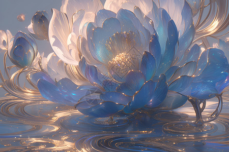 花瓣上的水滴艺术绘画高清图片