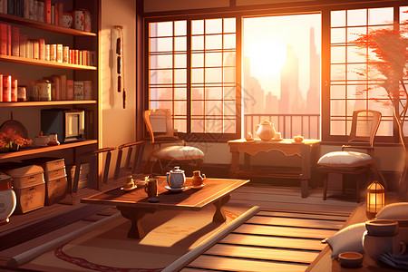 温馨的禅修书房背景图片