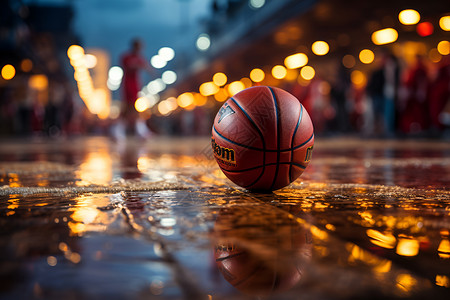 深夜街头的篮球背景图片