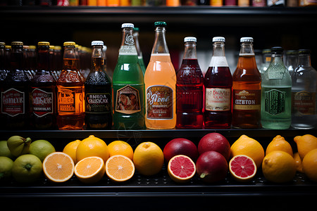 饮料展示柜超市货架上的饮料背景