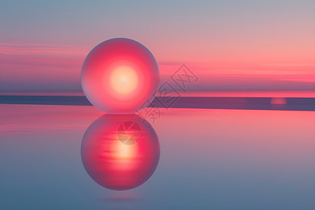夕阳下的几何球体背景图片