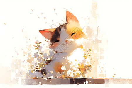 神奇的水彩猫仙子高清图片