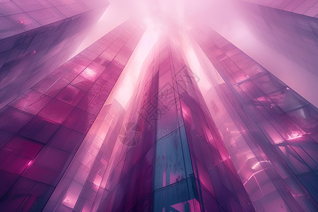 建筑玻璃紫红色的玻璃建筑插画