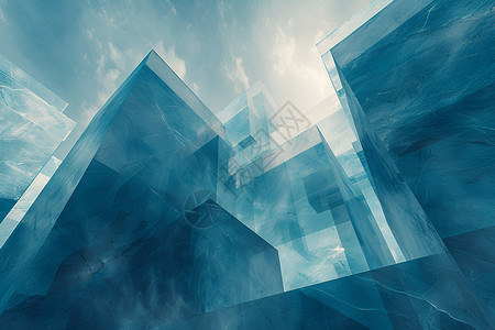 抽象蓝色建筑背景图片