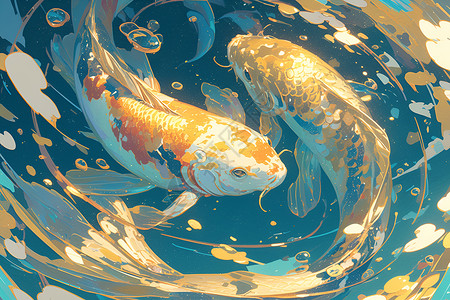 水中的金鱼背景图片