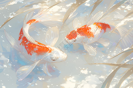 红色金鱼背景图片