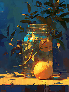 水果玻璃瓶背景图片