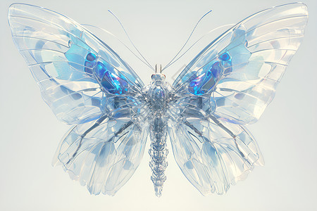 蓝白两只蝴蝶蓝白相间的钻石蝴蝶插画