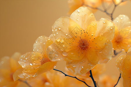 塑料花上的水滴背景图片