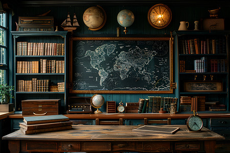 教室里的地球仪背景图片