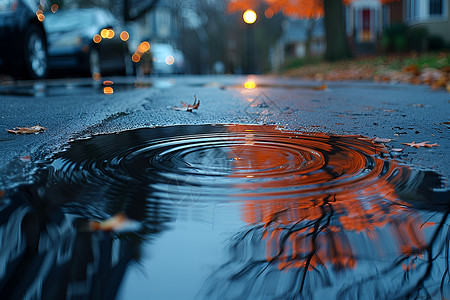 街道积水城市街道上的积水背景