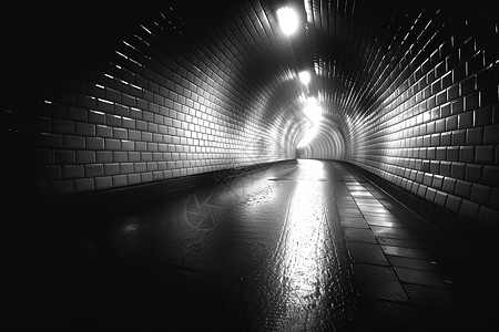 胶州湾隧道黑暗的交通隧道插画