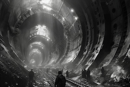 昏暗的隧道背景图片