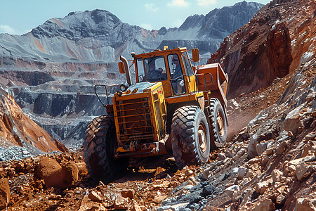 矿山里的铲车背景图片