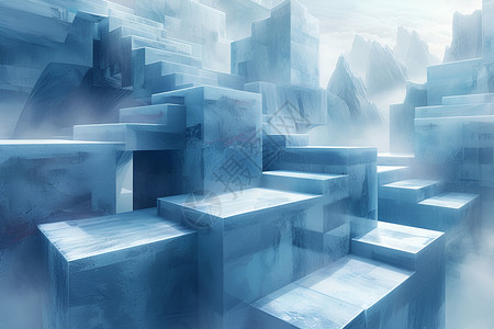 蓝与白的阶梯背景图片