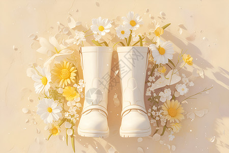 花中白鞋背景图片