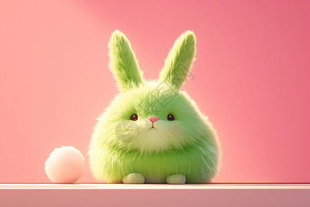 绒糖绿兔背景图片