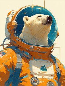 极地熊太空冒险插画