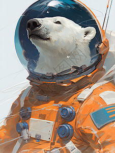 宇航员头盔极地白熊插画