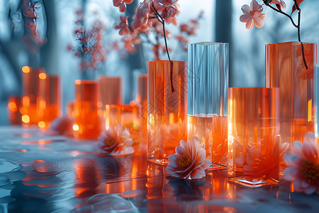 透明素材彩虹璀璨花瓶背景