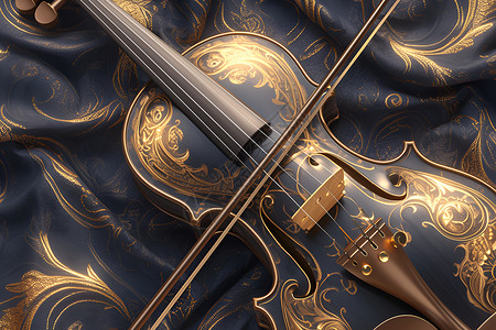 金碧辉煌的小提琴背景图片