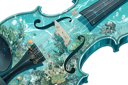 海底世界小提琴背景图片